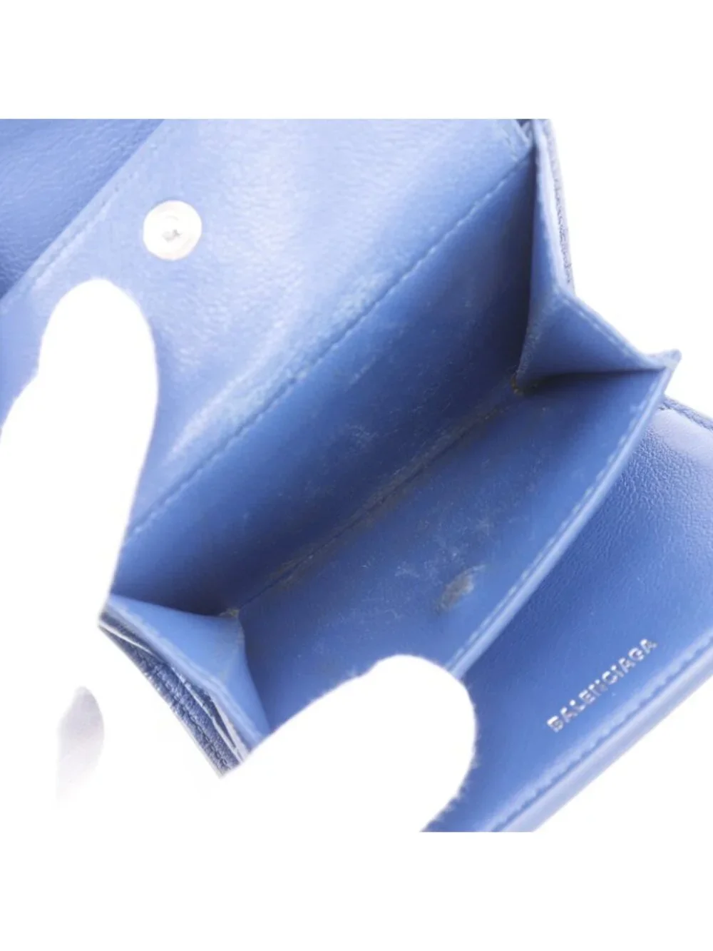 Balenciaga Paper Mini Wallet Leather Blue Bifold